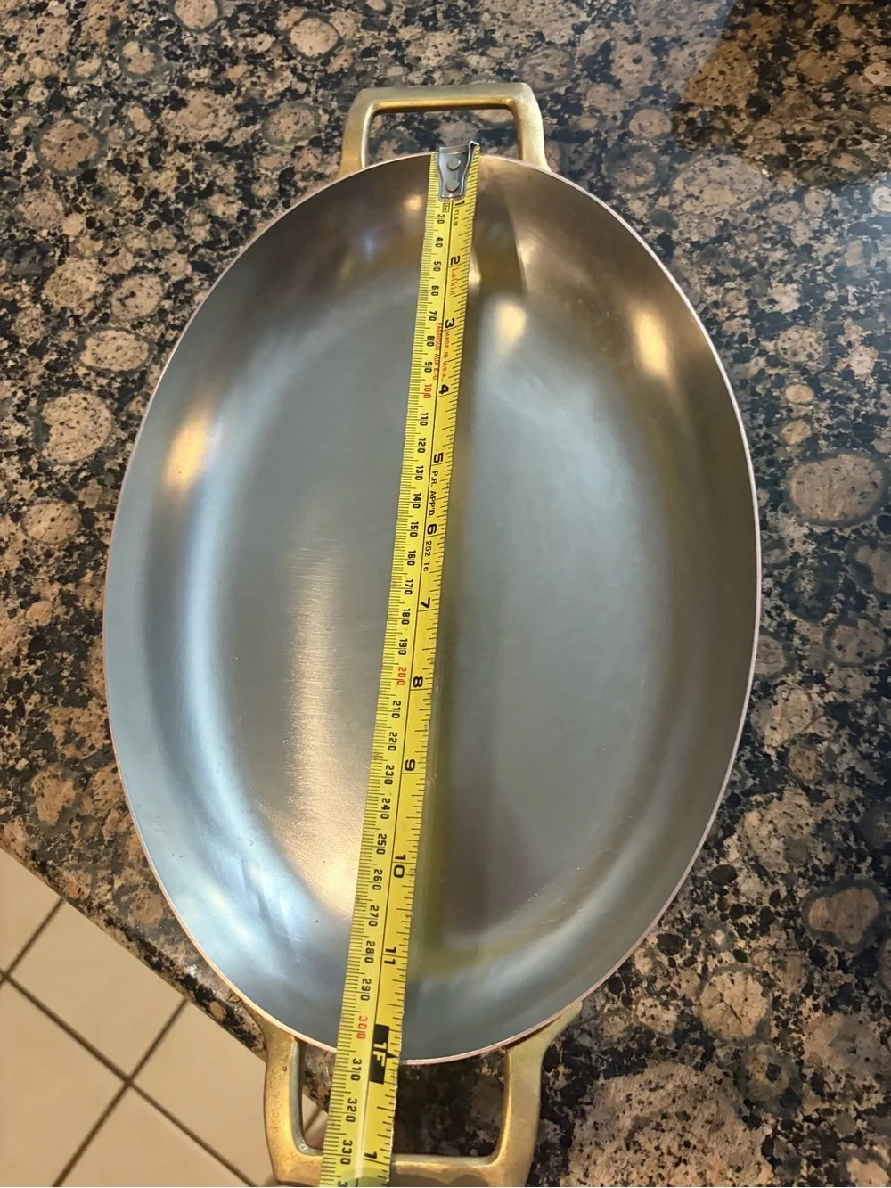 Vintage Paul Revere Copper Oval Bakeware Roaster with Brass Handles